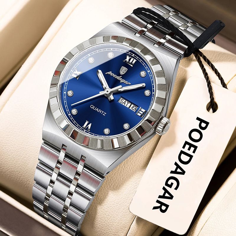 POEDAGAR Wrist Watches Luxury Original Ladies Watch Luminous Waterproof Week Date Woman Wristwatch Stainless Steel Women Quartz Watches Female