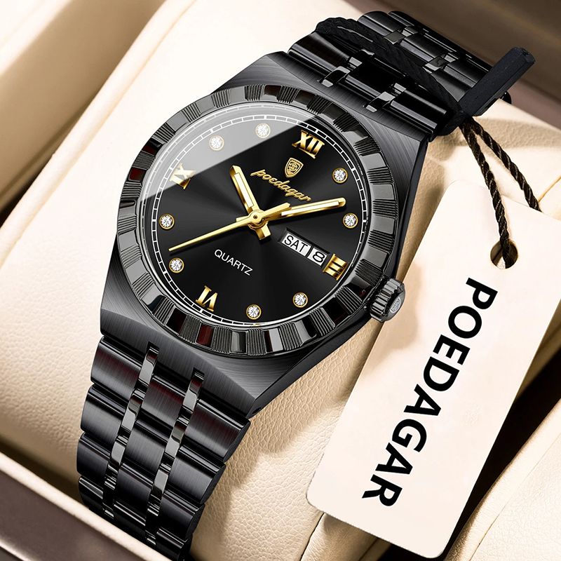 POEDAGAR Wrist Watches Luxury Original Ladies Watch Luminous Waterproof Week Date Woman Wristwatch Stainless Steel Women Quartz Watches Female