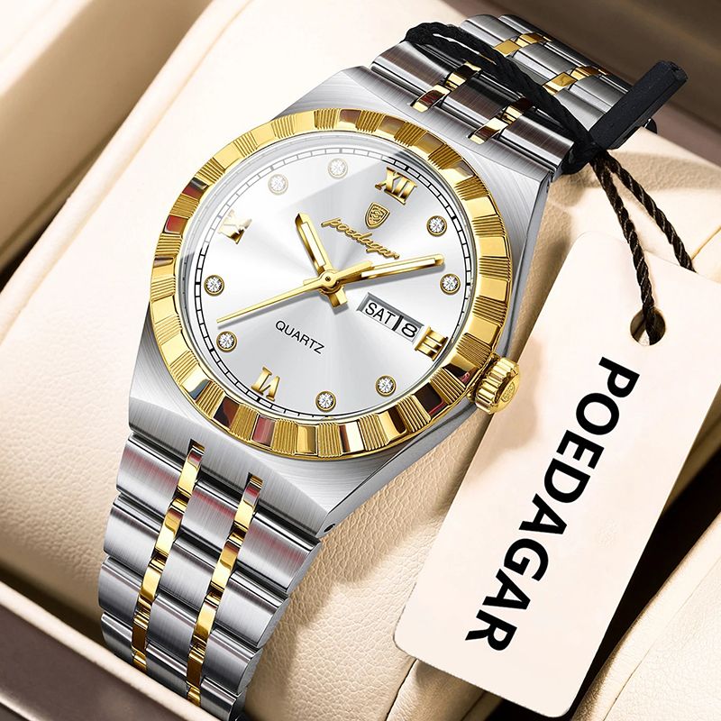 POEDAGAR Wrist Watches Luxury Original Ladies Watch Luminous Waterproof Week Date Woman Wristwatch Stainless Steel Women Quartz Watches Female