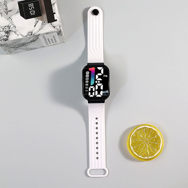 LED Sports Watches Digital Watch Fashion Square Luminous Clock With Week Electronic Watch Casual Silicone Wristwatches For Men Women And Students