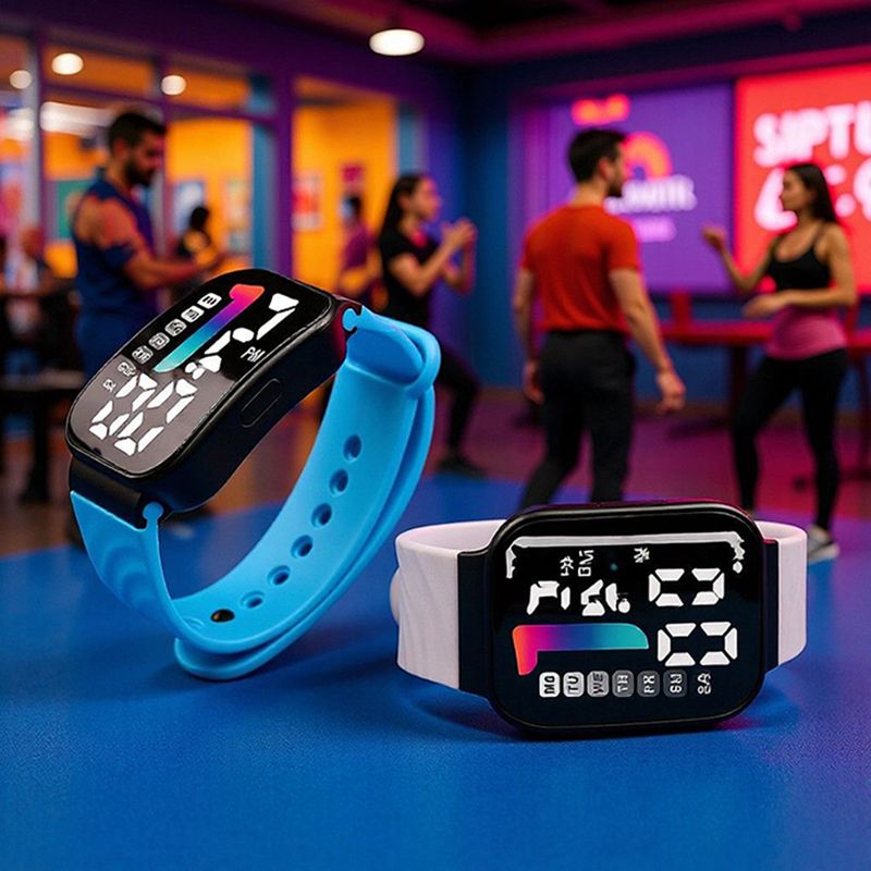 LED Sports Watches Digital Watch Fashion Square Luminous Clock With Week Electronic Watch Casual Silicone Wristwatches For Men Women And Students