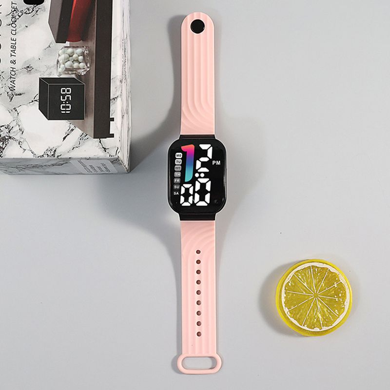 LED Sports Watches Digital Watch Fashion Square Luminous Clock With Week Electronic Watch Casual Silicone Wristwatches For Men Women And Students