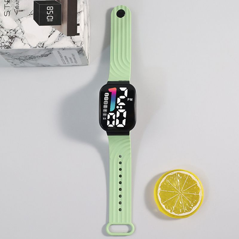 LED Sports Watches Digital Watch Fashion Square Luminous Clock With Week Electronic Watch Casual Silicone Wristwatches For Men Women And Students