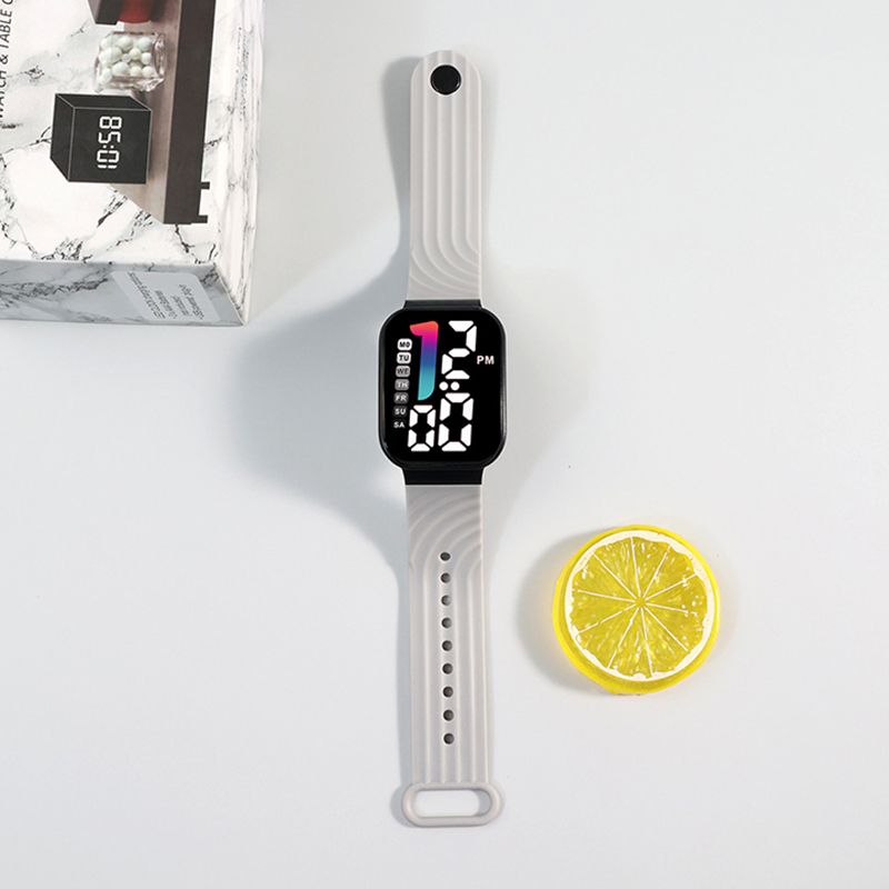 LED Sports Watches Digital Watch Fashion Square Luminous Clock With Week Electronic Watch Casual Silicone Wristwatches For Men Women And Students