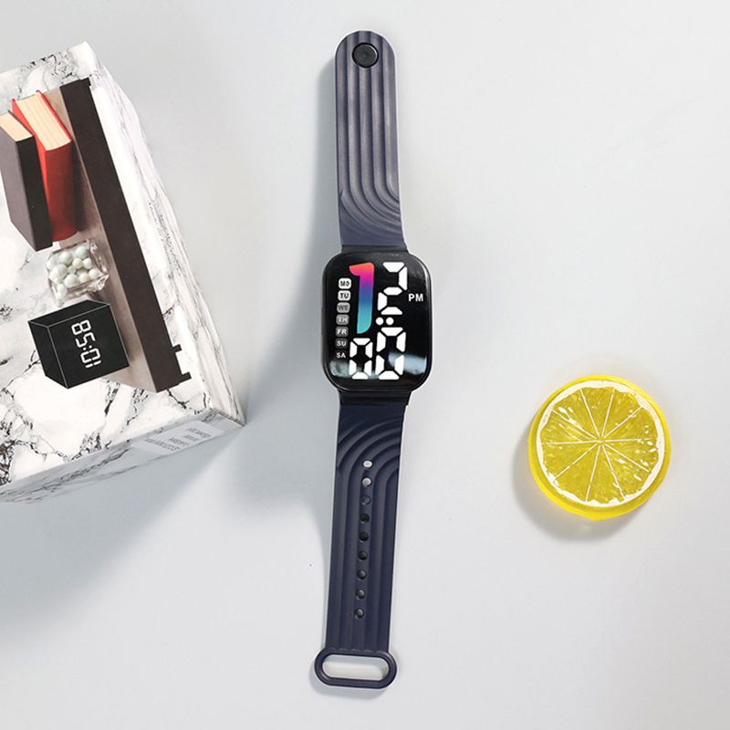 LED Sports Watches Digital Watch Fashion Square Luminous Clock With Week Electronic Watch Casual Silicone Wristwatches For Men Women And Students