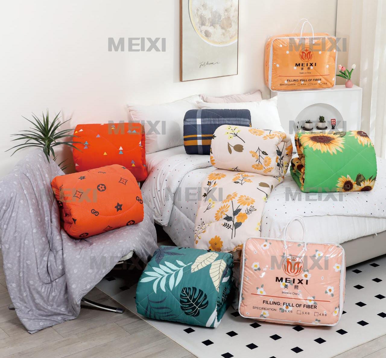 5*6 Cotton Duvet Cover Set ( 1 Duvet Cover, 2 Pillow cases and 1 Bedsheet )