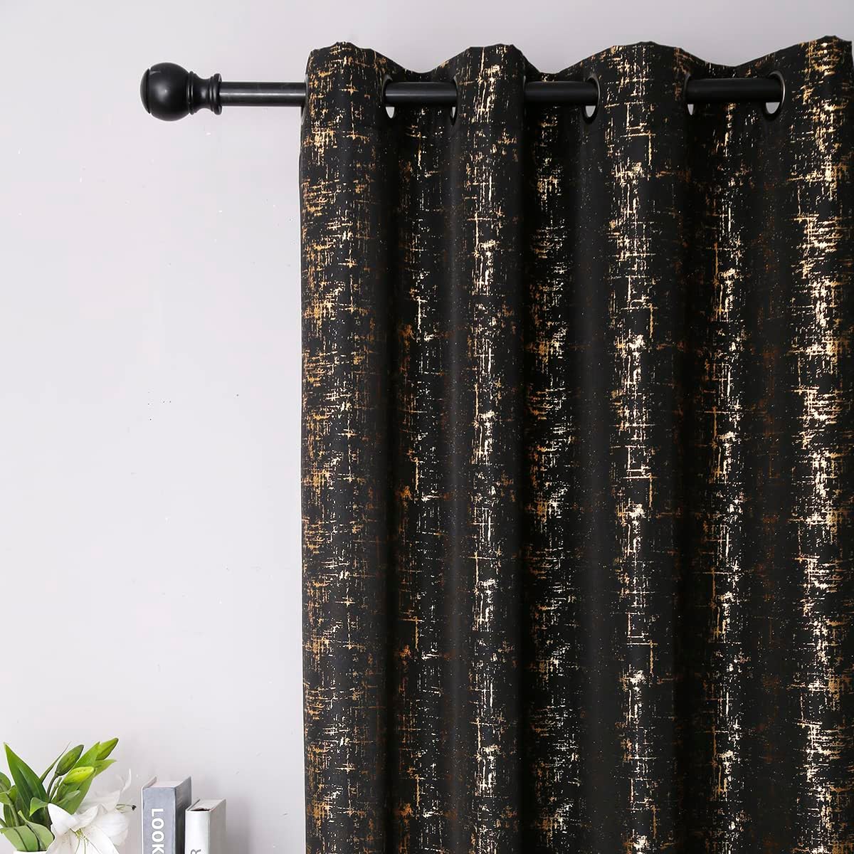 Luxury Golden Blackout Curtains-3PCs curtains  1.5m Each +Sheer 3m