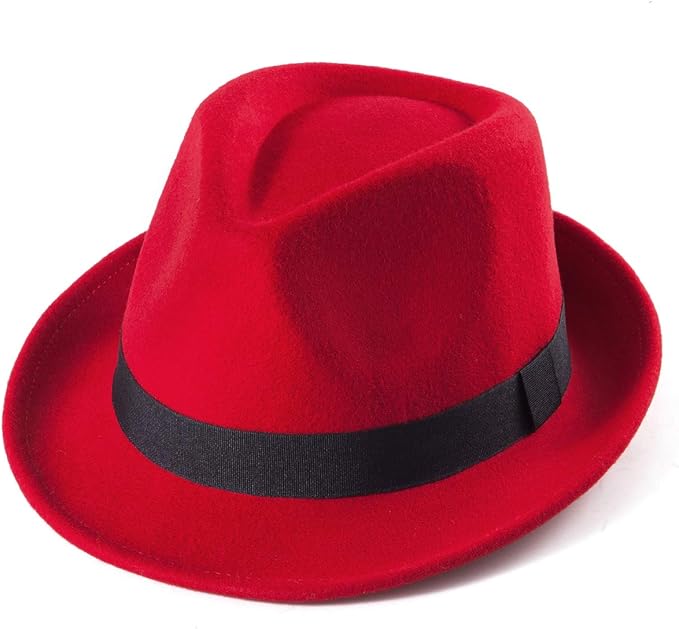 Fashion Men Women's Fedora Cap Trilby Hat Wool Blend with Black Ribbon Band