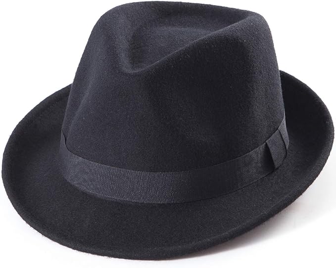 Fashion Men Women's Fedora Cap Trilby Hat Wool Blend with Black Ribbon Band