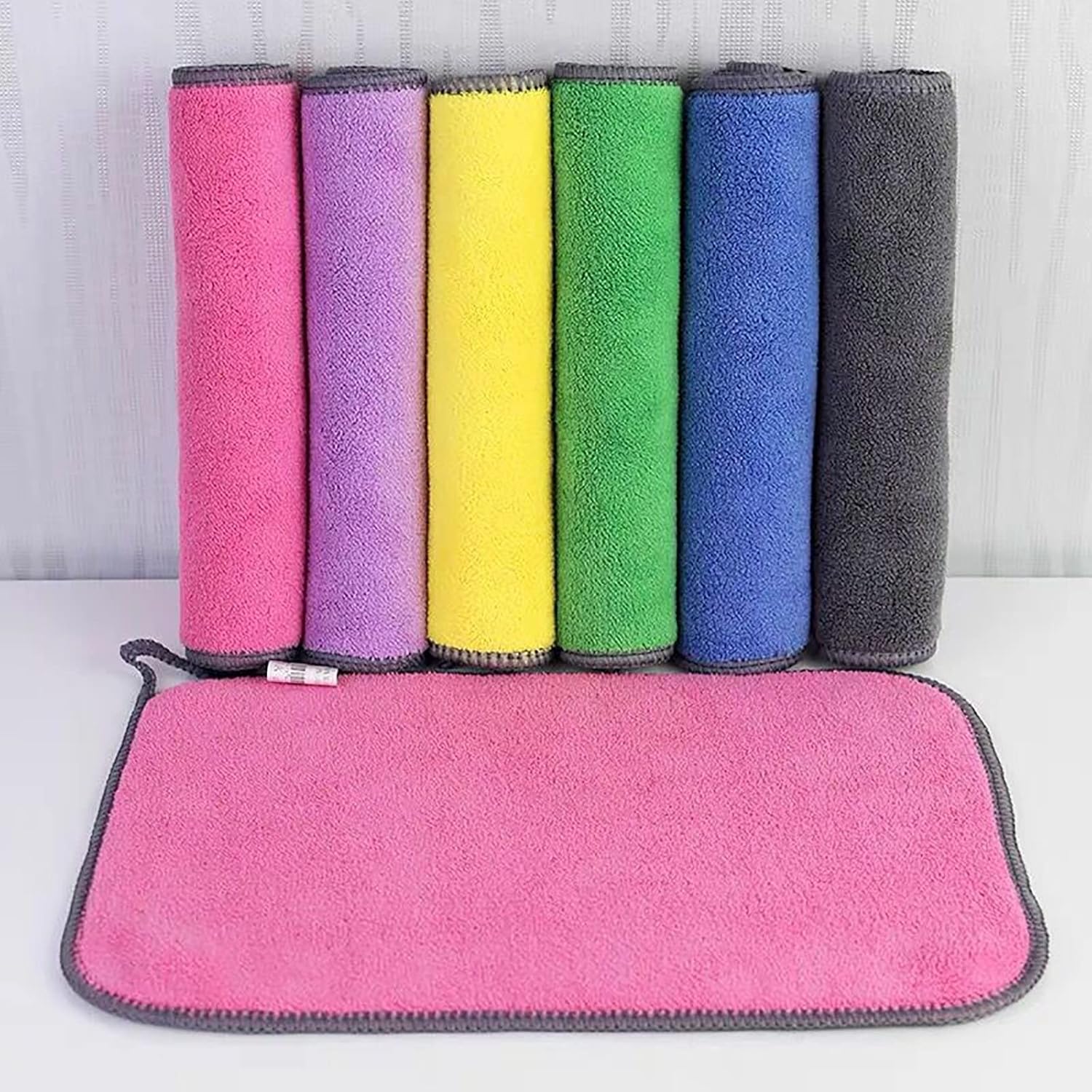 Set Of 12pcs Microfiber Cleaning Cloths, Dish Towels, Non Abrasive, Reusable and Washable, ll Purpose Softer Highly Absorbent, for House Furniture Table Kitchen Bathroom Dish Window Glasses