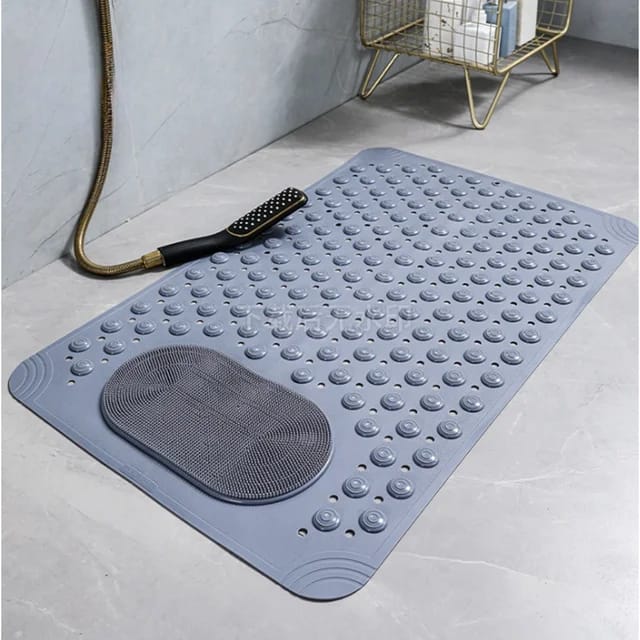 Anti-Slip Bathmats Bathroom/Shower Mat with Foot Scrubber Brush