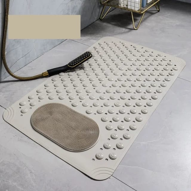 Anti-Slip Bathmats Bathroom/Shower Mat with Foot Scrubber Brush