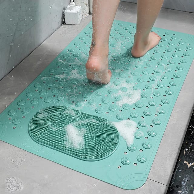 Anti-Slip Bathmats Bathroom/Shower Mat with Foot Scrubber Brush