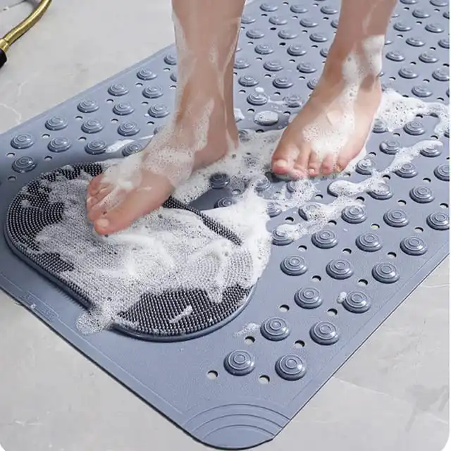 Anti-Slip Bathmats Bathroom/Shower Mat with Foot Scrubber Brush