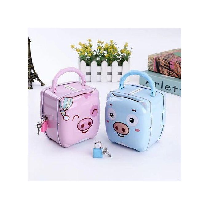 Piggy Banks Metallic With Padlock & 2 Keys - Money Saving Home Bank Bag