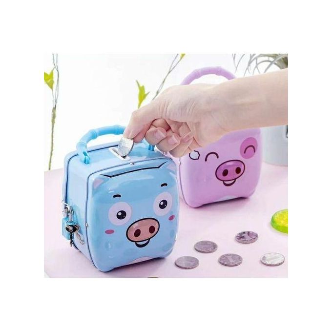 Piggy Banks Metallic With Padlock & 2 Keys - Money Saving Home Bank Bag