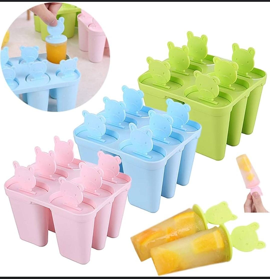 1 pc 6 Cell Frozen Ice Cream Stick Mold Food-Grade Plastic Popsicle Maker Lolly Mould Tray Pan Kitchen DIY Ice Mold