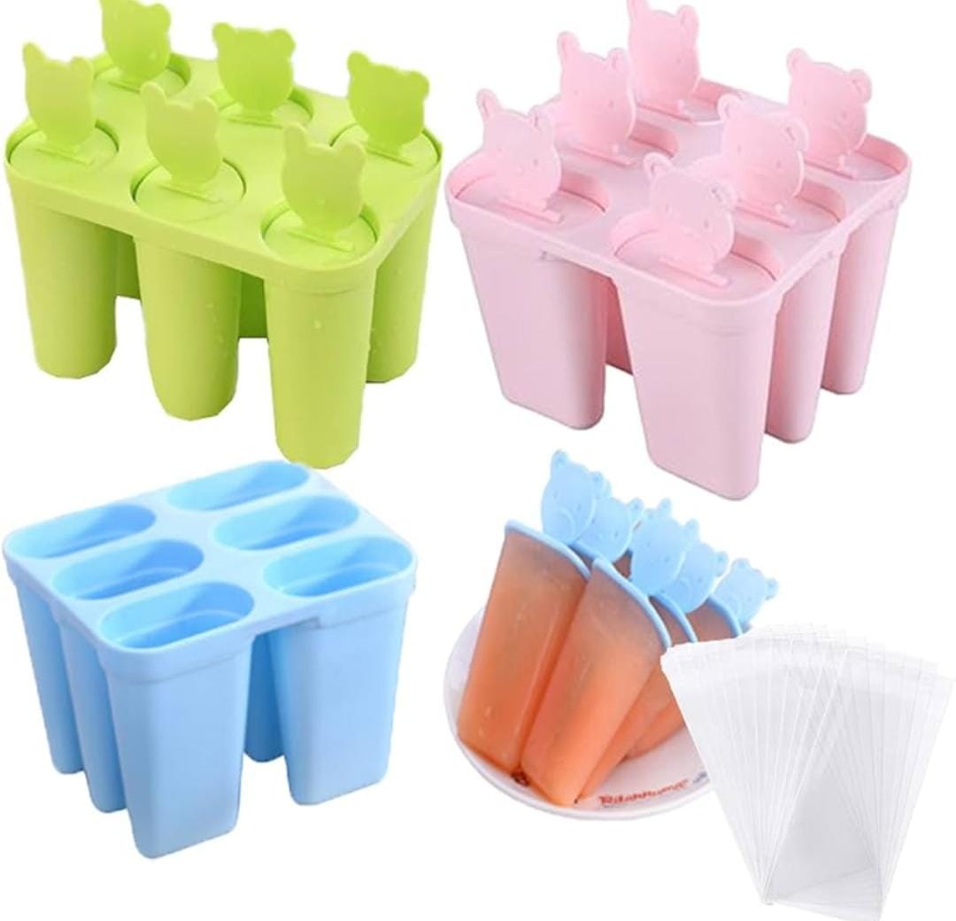 1 pc 6 Cell Frozen Ice Cream Stick Mold Food-Grade Plastic Popsicle Maker Lolly Mould Tray Pan Kitchen DIY Ice Mold