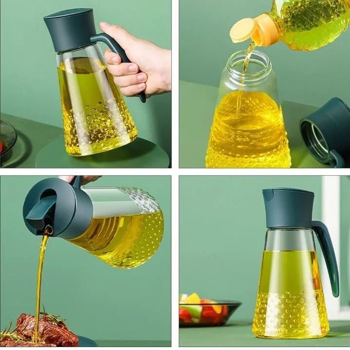 630ml Glass Oil Container With Automatic Cap/ Stopper-Oil Jar