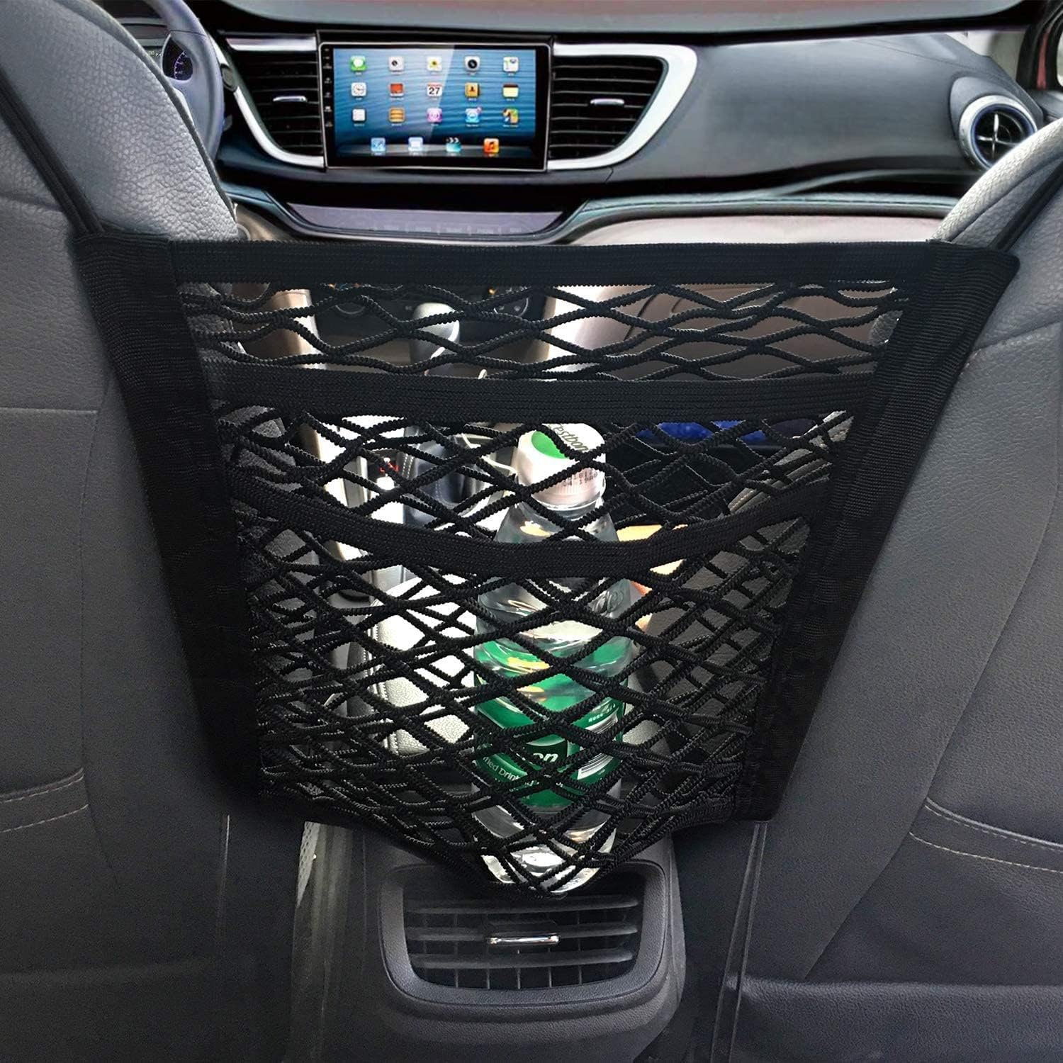 Car Mesh Organizer, Seat Back Net Bag, Barrier of Backseat Pet Kids, Cargo Tissue Purse Holder, Driver Storage Netting Pouch.3 Slot Net Organize