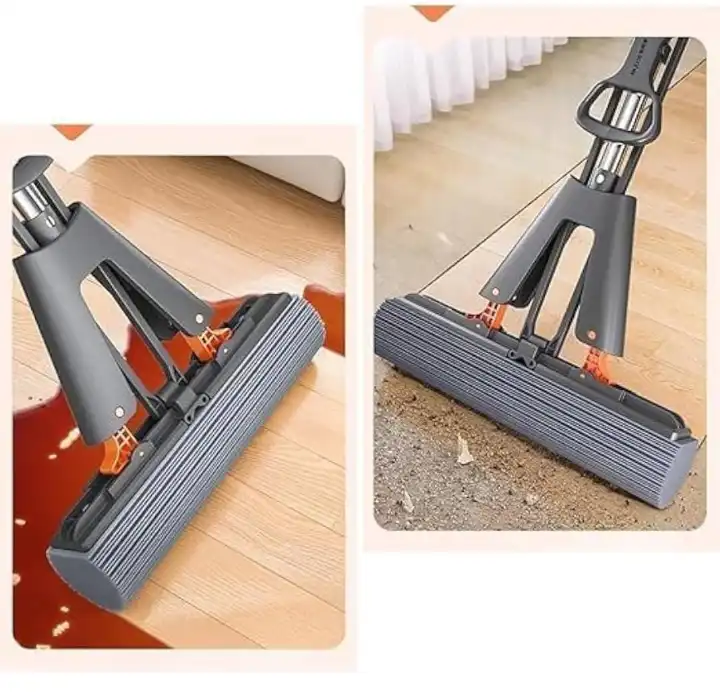 Sponge Mop, Self Wringing Sponge Mops for Floor Cleaning Squeeze, PVA Mop -Absorbent Sponge Heads for Hardwood Tile Marble Laminate