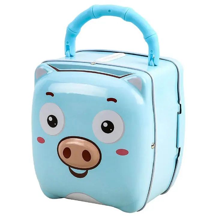 Piggy Banks Metallic With Padlock & 2 Keys - Money Saving Home Bank Bag