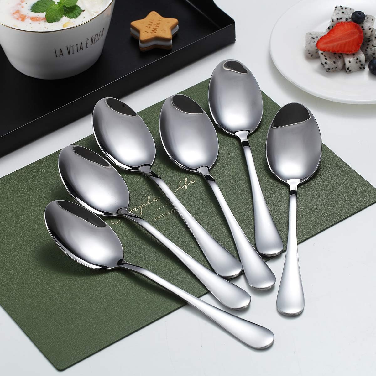 Heavy Dinner Spoons,12 Pieces Stainless Steel Table Spoon, Soup Spoons, Spoons Sliverware Dishwasher Safe Set of 12
