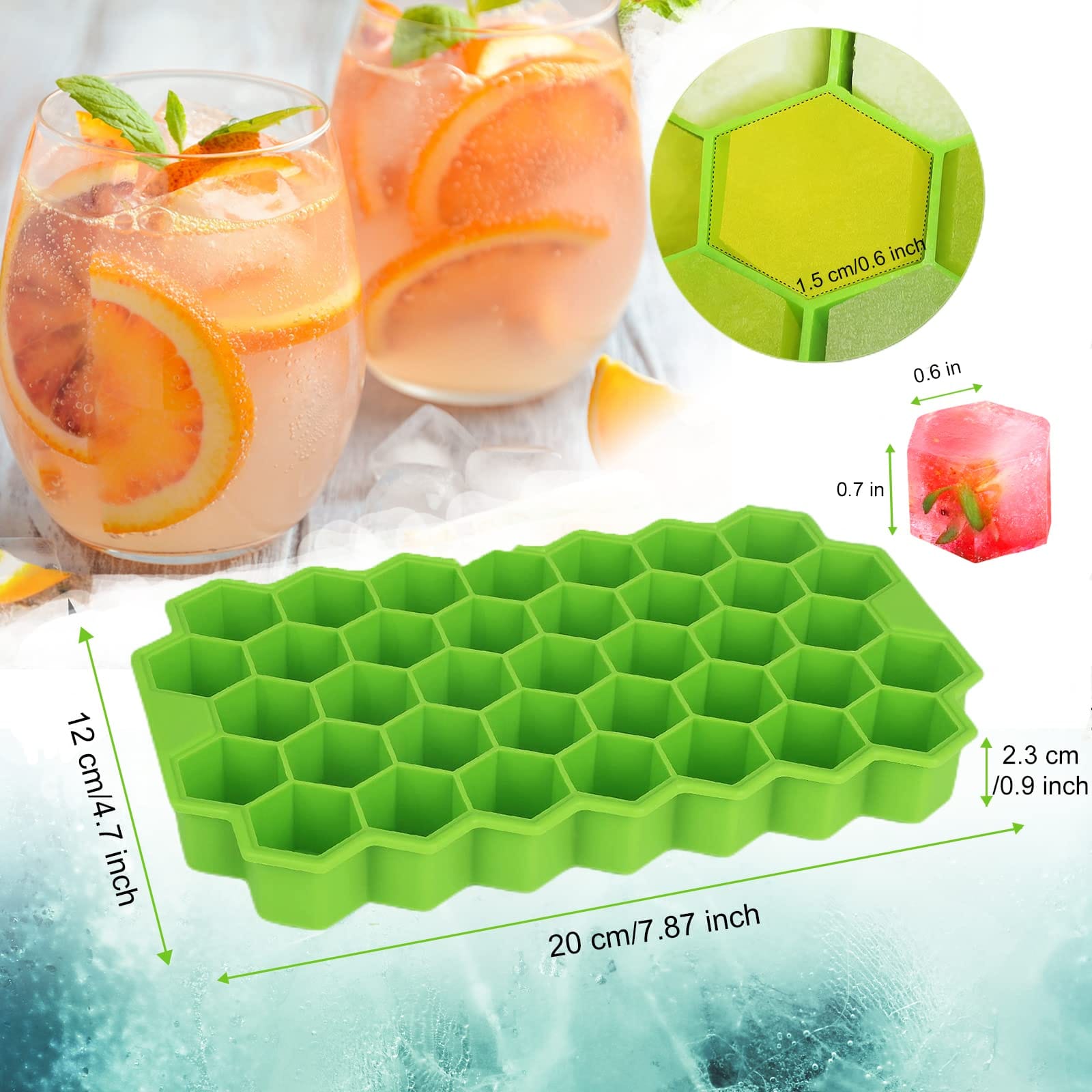 Unbreakable Silicone Ice Cube Maker Tray+Top Cover
