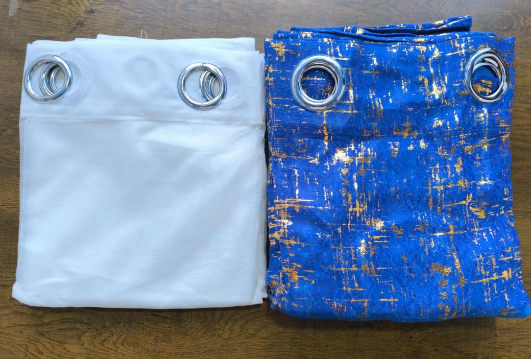 Luxury Golden Blackout Curtains-3PCs curtains  1.5m Each +Sheer 3m