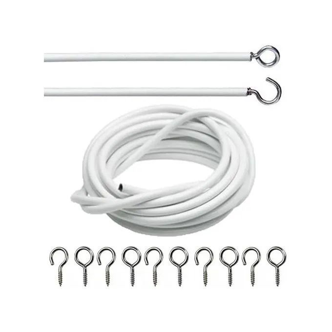 1m White Net Curtain Wire Cord For Straight & Bay Windows