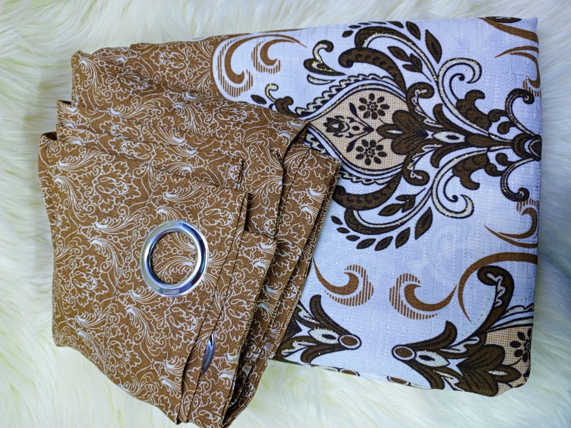 Heavy Printed Curtains 2Pcs (1.5m width each by 2.5m height)