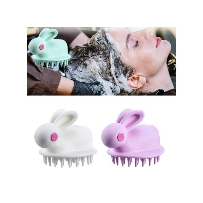 Rabbit Shape Bathing Brush, Silicone Cleaning Brush, White Rabbit Design Massage Brush for Relaxation and Scalp Massage