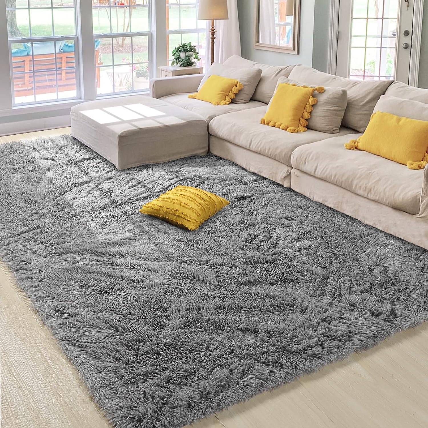 Super Soft Fluffy Carpet Area Rugs for Living Room, Bedroom Shaggy Large Rugs Modern Floor Carpet, with Anti-slip Sticker 1.5 cm thick, 160x200cm Size