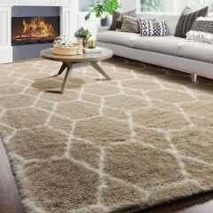 Extra Soft Fuzzy 5 by 8 (160*200cm) Fluffy Carpets Geometric Area Rug for Bedroom Living Room - Soft Shaggy Plush Fluffy Carpet for Teen Nursery Playroom Dorm Classroom Office