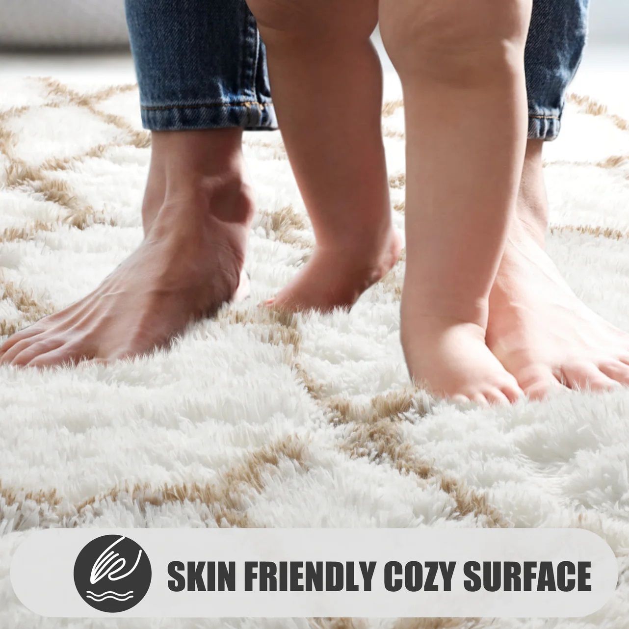 Extra Soft Fuzzy 5 by 8 (160*200cm) Fluffy Carpets Geometric Area Rug for Bedroom Living Room - Soft Shaggy Plush Fluffy Carpet for Teen Nursery Playroom Dorm Classroom Office