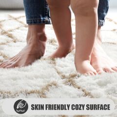 Extra Soft Fuzzy 5 by 8 (160*200cm) Fluffy Carpets Geometric Area Rug for Bedroom Living Room - Soft Shaggy Plush Fluffy Carpet for Teen Nursery Playroom Dorm Classroom Office