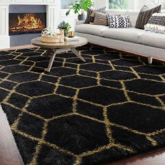 Extra Soft Fuzzy 5 by 8 (160*200cm) Fluffy Carpets Geometric Area Rug for Bedroom Living Room - Soft Shaggy Plush Fluffy Carpet for Teen Nursery Playroom Dorm Classroom Office