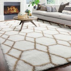 Extra Soft Fuzzy 5 by 8 (160*200cm) Fluffy Carpets Geometric Area Rug for Bedroom Living Room - Soft Shaggy Plush Fluffy Carpet for Teen Nursery Playroom Dorm Classroom Office
