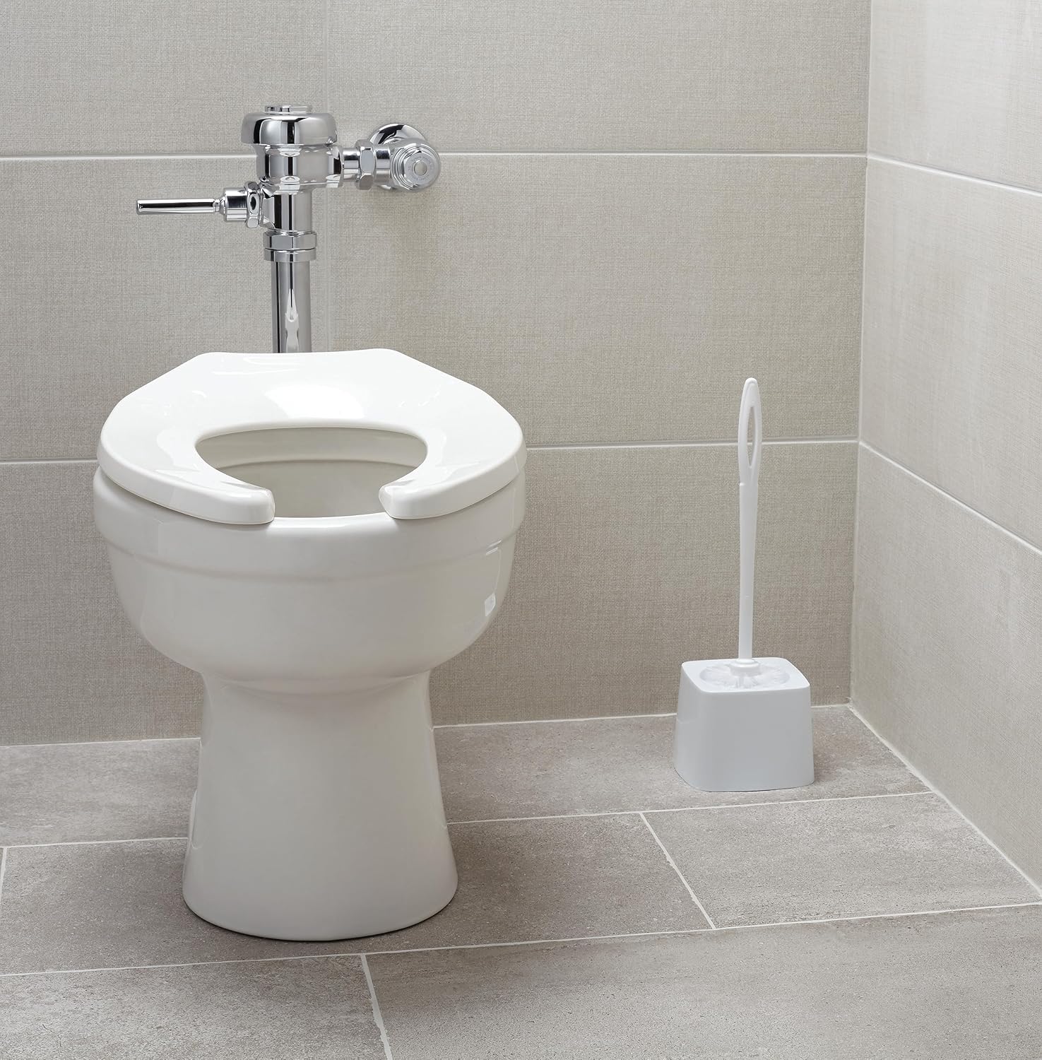 Toilet Brush With Base - Creative Toilet Brush Thick Plastic Long Handle Bathroom Cleaning Brush with Holder Base for Home Hotel Bathroom