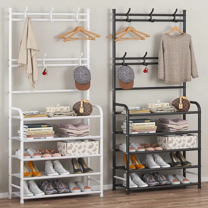Multifunctional Shoe and Hat Rack - Hall Tree,Freestanding Shoe Rack, Coat Hat Umbrella Rack,Storage Shelves,Entryway Coat Rack,Organizer Closet for Bedroom,Cloakroom