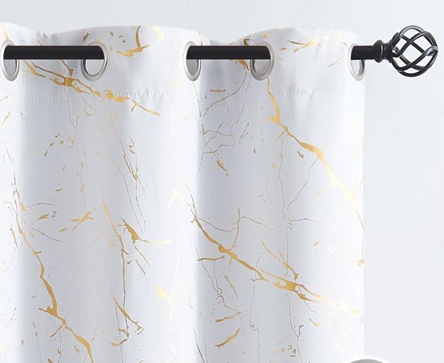 Blackout Crushed Velvet Curtains Eyelet Ring Top Marble Pair Curtains