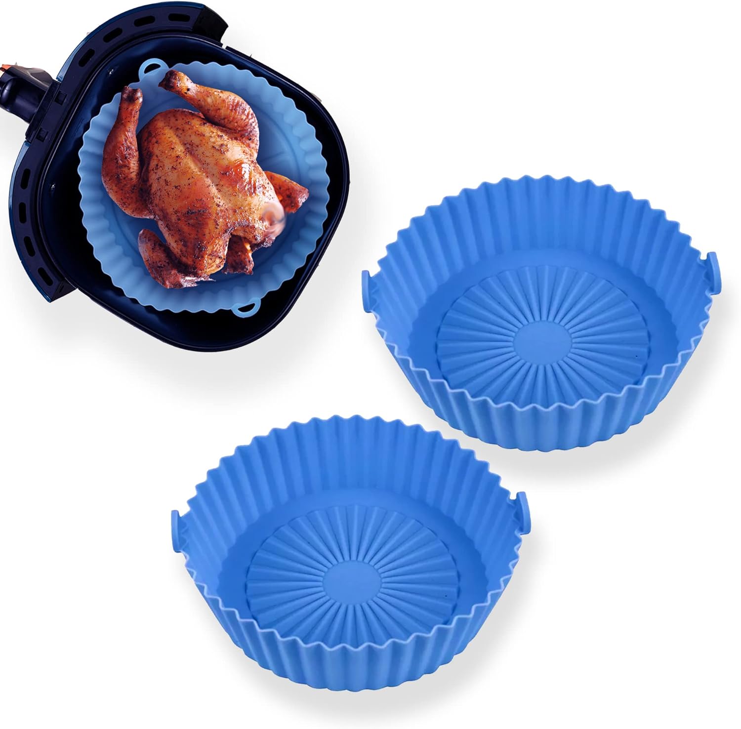 Air Fryer Silicone Pot,Silicone Liners Round Food Safe Non Stick Air Fryer Basket Oven Accessories, Reusable Replacement of Flammable