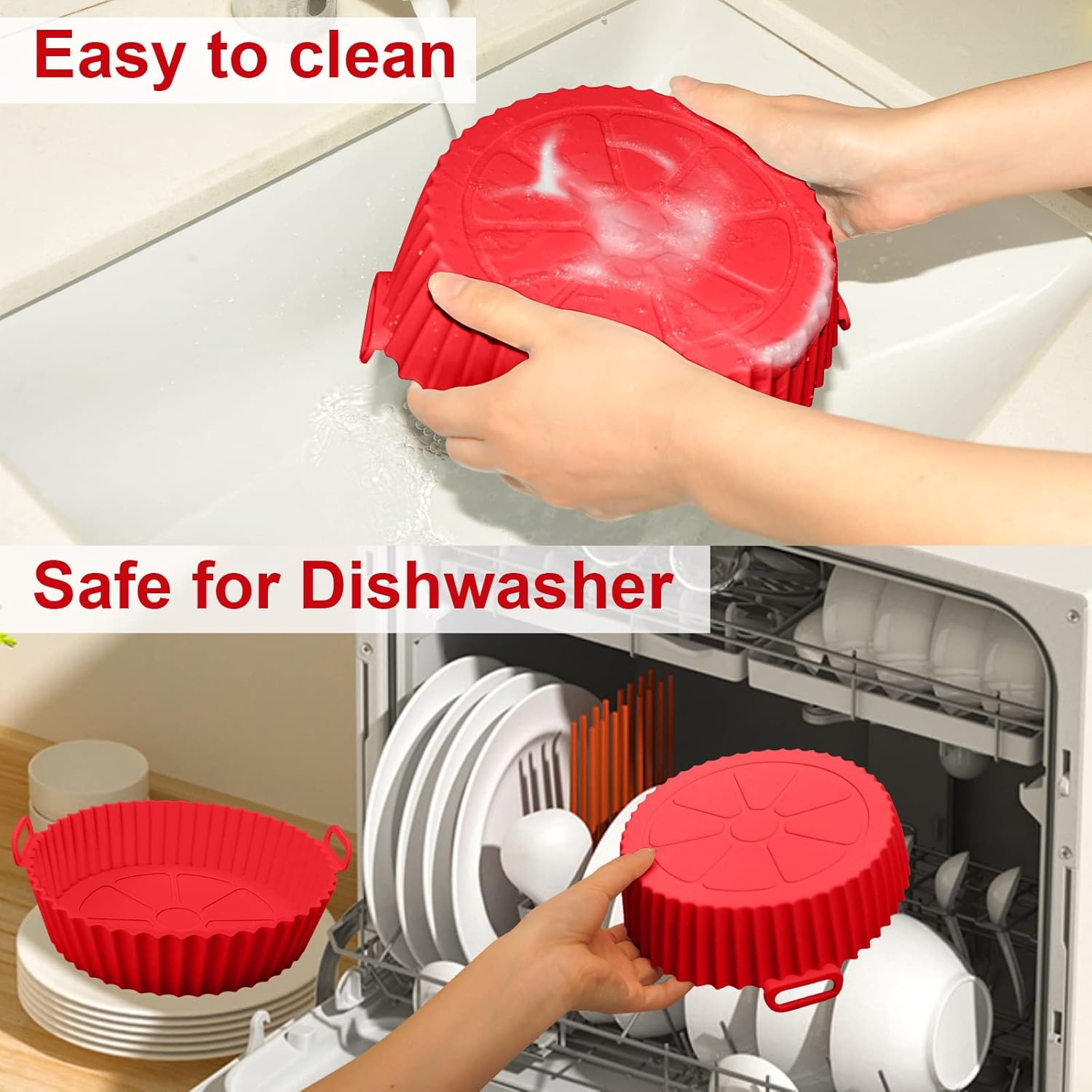 Air Fryer Silicone Pot,Silicone Liners Round Food Safe Non Stick Air Fryer Basket Oven Accessories, Reusable Replacement of Flammable
