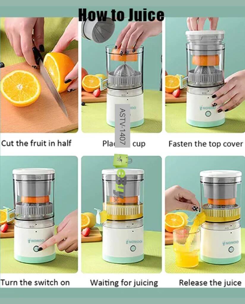 Portable Automatic Household Electric Juicer, Electric Citrus Juicer, USB Rechargeable Cordless Juicer, Blender for Home and Travel Kitchen