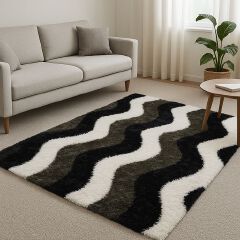 Extra Soft Fuzzy 5 by 8 (160*200cm) Fluffy Carpets Geometric Area Rug for Bedroom Living Room - Soft Shaggy Plush Fluffy Carpet for Teen Nursery Playroom Dorm Classroom Office