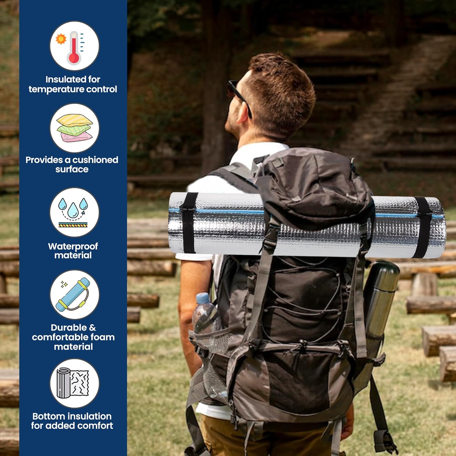 EVA Yoga Exercise Mat Moisture-proof Non-Slip Outdoor Camping Picnic Mat -  Camping Mat,  Silver Insulated