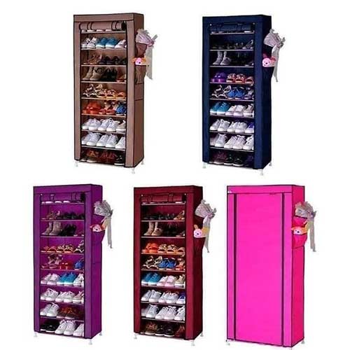 9-Layer Simple Shoe Rack Cabinet Nonwoven Dustproof Hallway Shoes Storage Organizer Shelf Holder Removable Shoe Rack with Cloth Cover