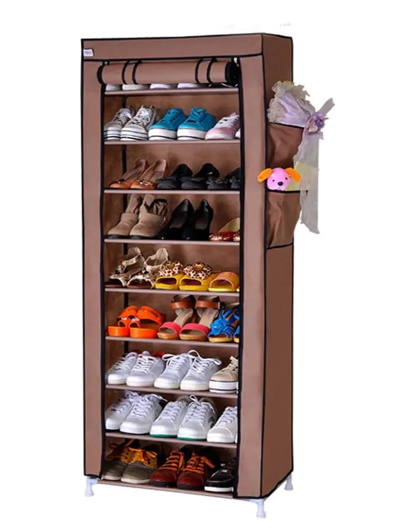 9-Layer Simple Shoe Rack Cabinet Nonwoven Dustproof Hallway Shoes Storage Organizer Shelf Holder Removable Shoe Rack with Cloth Cover