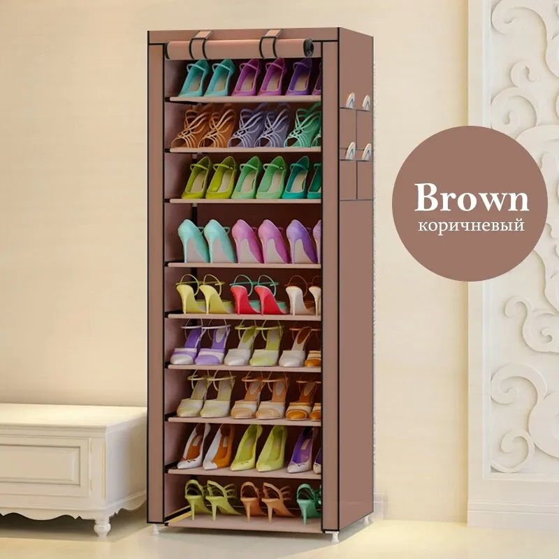 9-Layer Simple Shoe Rack Cabinet Nonwoven Dustproof Hallway Shoes Storage Organizer Shelf Holder Removable Shoe Rack with Cloth Cover