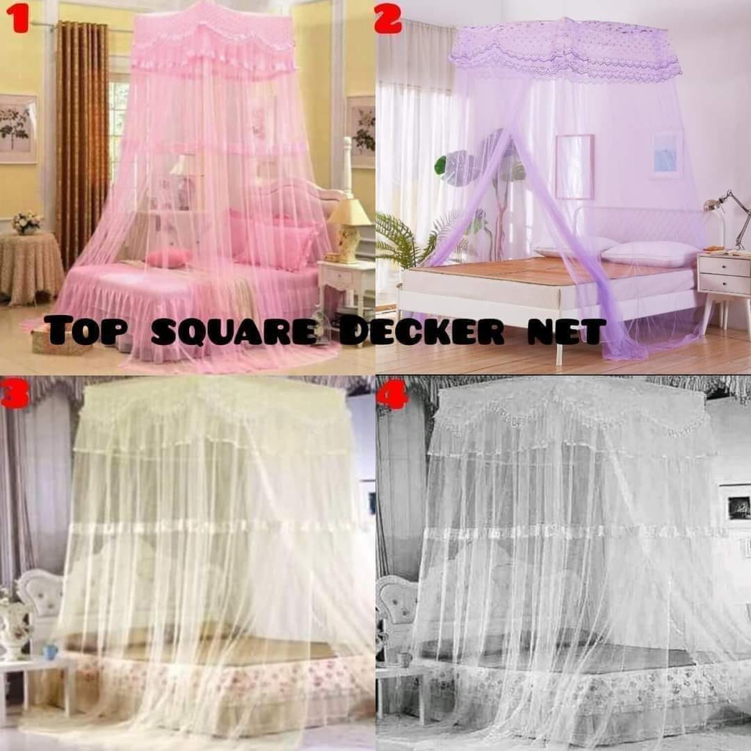 Top Square Double Decker Mosquito Nets Bedding Sets & Accessories-Free Size